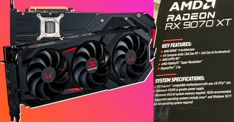 Plăcile video Radeon RX 9070 XT necesită o sursă de alimentare de cel puțin 900 W.